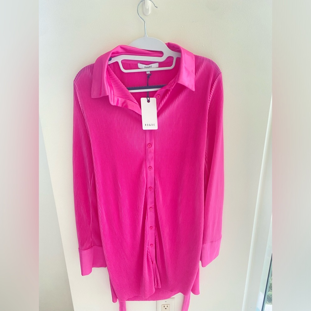 Pink ribbed bottom down dress